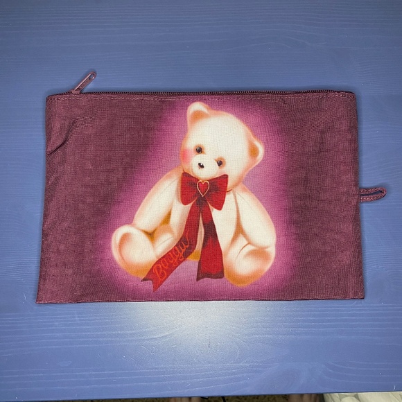 BAGGU Large Flat Pouch Fancy Animals Teddy Bear Print NWOT - Picture 1 of 7
